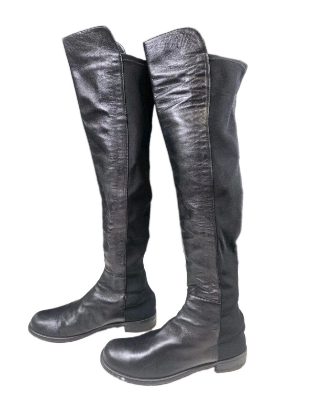 Stuart Weitzman 5050 Over-The-Knee Boots Leather Black Stretchy Size 10M US